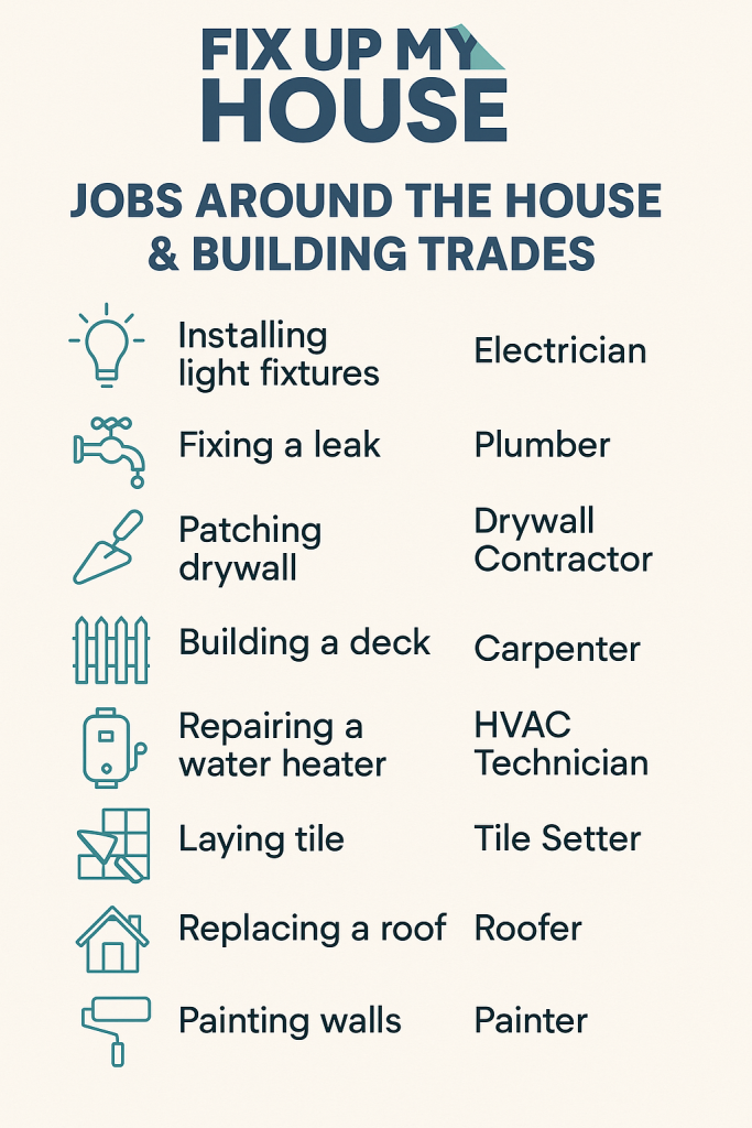 Trade Task List for Fixing Your House